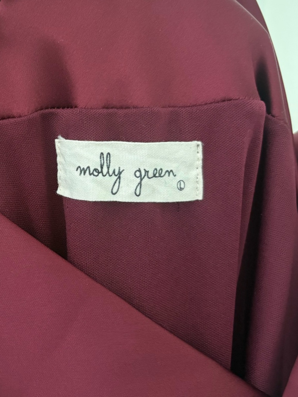 Molly Green Drape Neck Satin Slip Midi Dress Wine Red L - Picture 5 of 6
